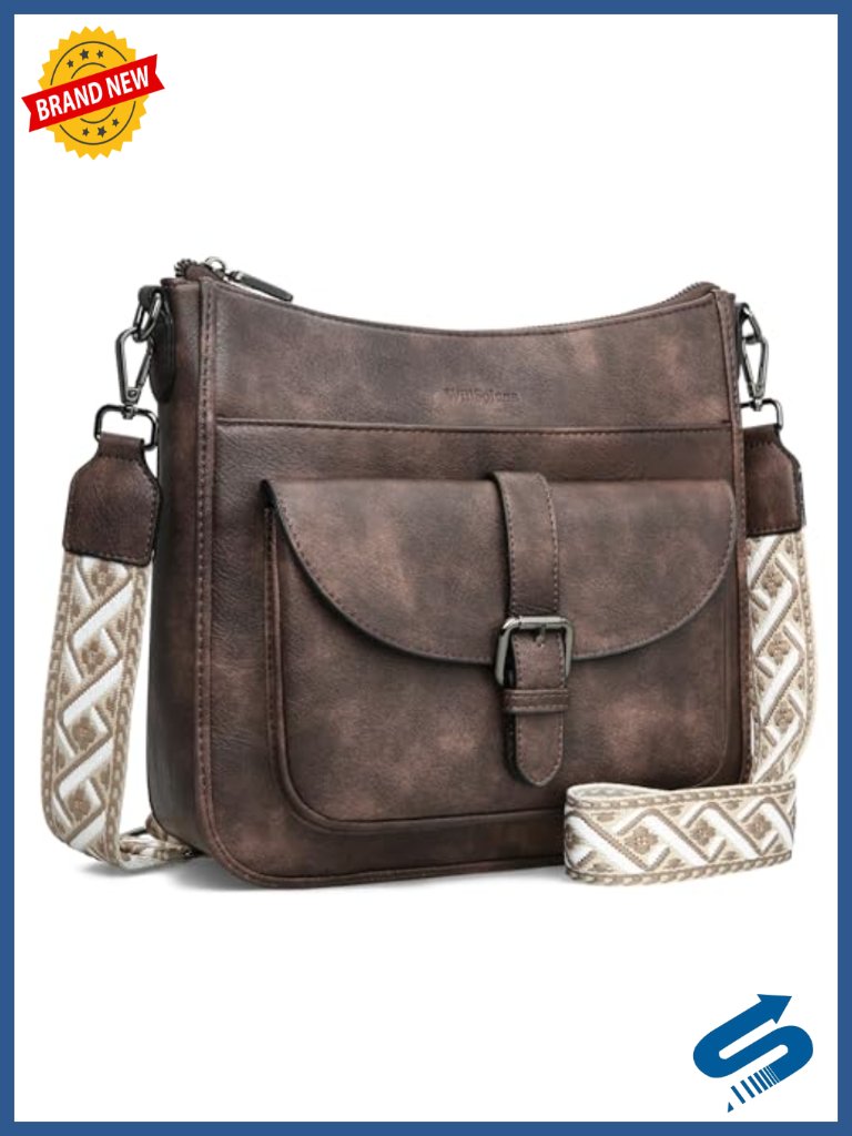 Faux Leather Medium Hobo Crossbody Bag Anti Theft Travel Purse Wide Strap